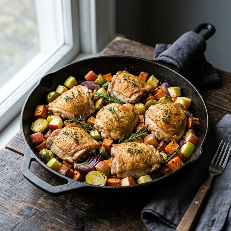 One-Pan Autumn Chicken Dinner (Apples & Sweet Potatoes)
