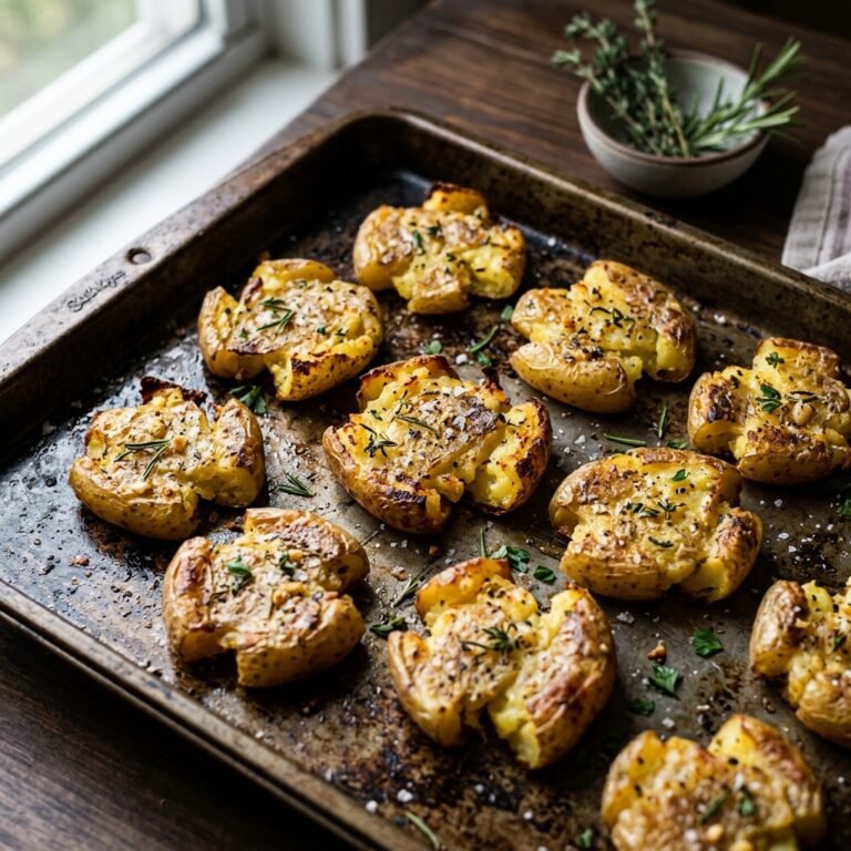 Crispy Smashed Potatoes with Garlic Butter