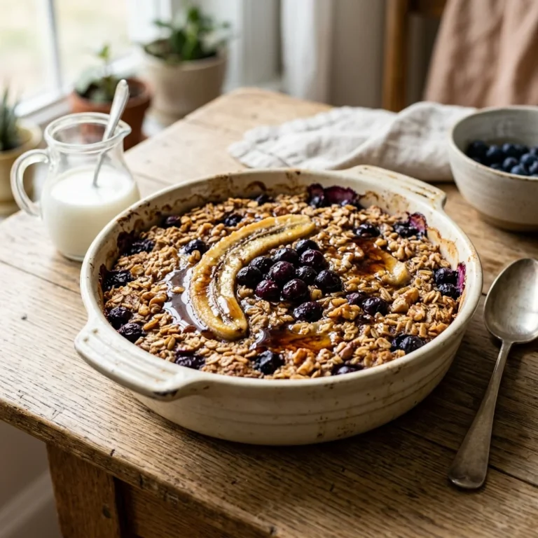 Healthy Blueberry Banana Baked Oatmeal