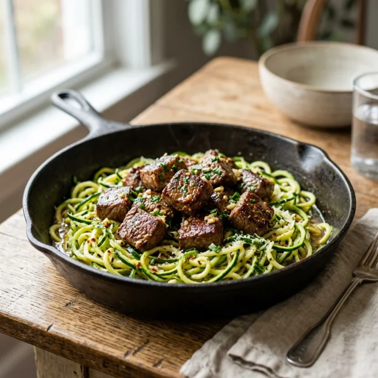 Garlic Butter Steak Bites with Zucchini Noodles