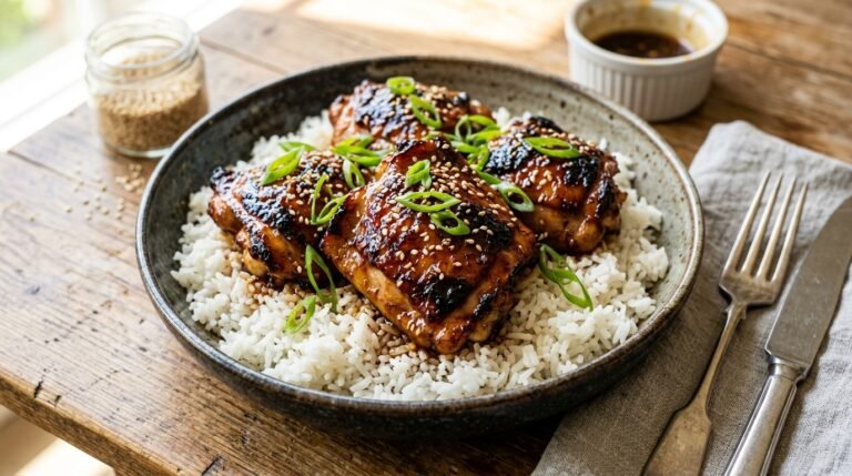 Sticky Honey Garlic Chicken Thighs