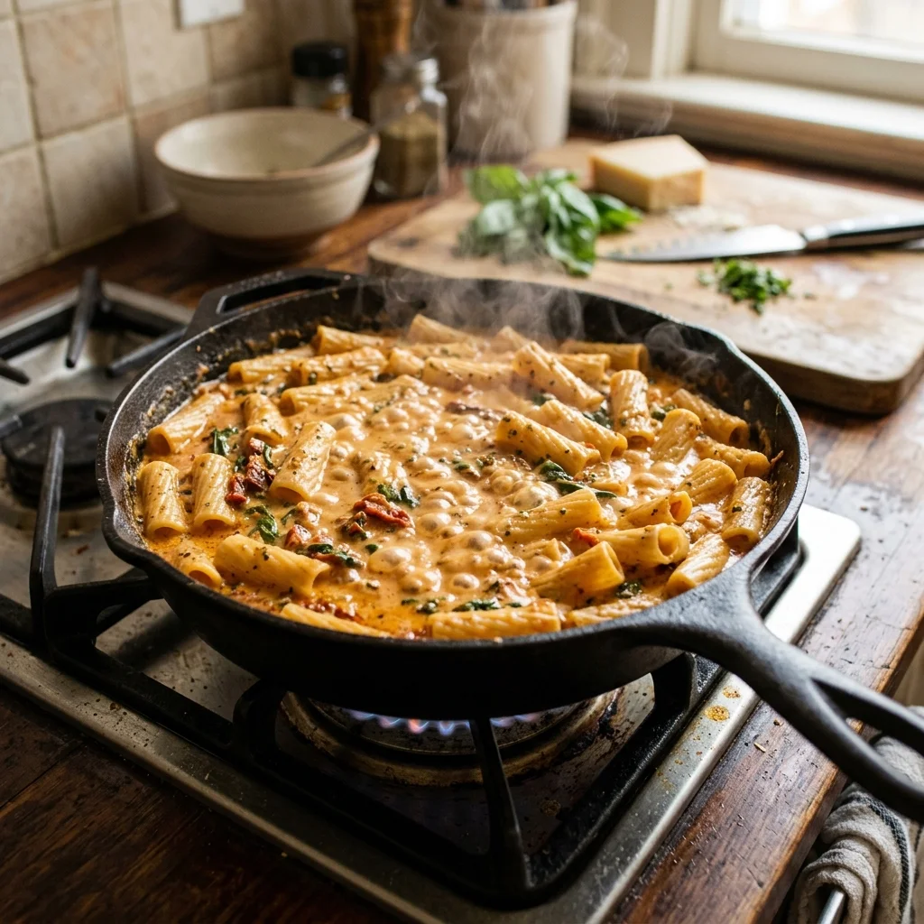 Creamy Sun-Dried Tomato Pasta 2 Step by step preparation