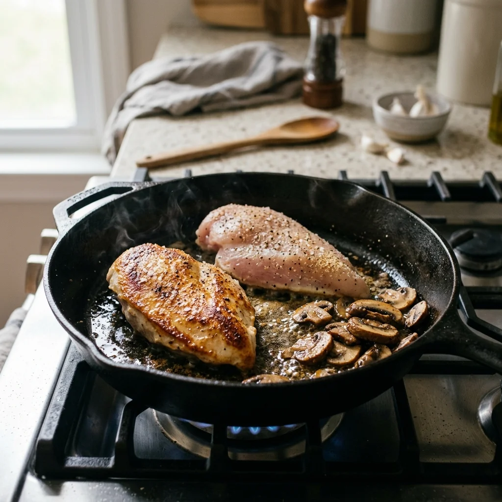 One-Pan Creamy Mushroom Chicken 2 Step by step preparation