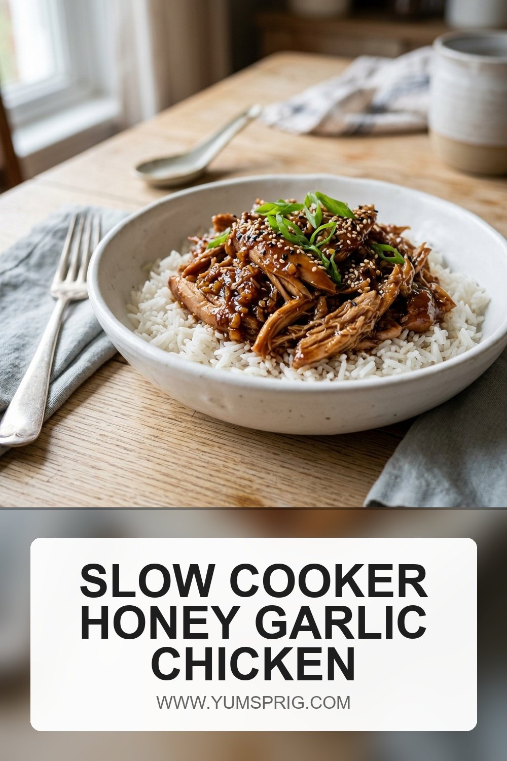 Slow Cooker Honey Garlic Chicken 2 Pin for later