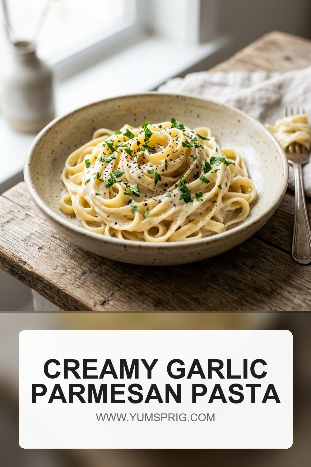 Creamy Garlic Parmesan Pasta 2 Pin for later