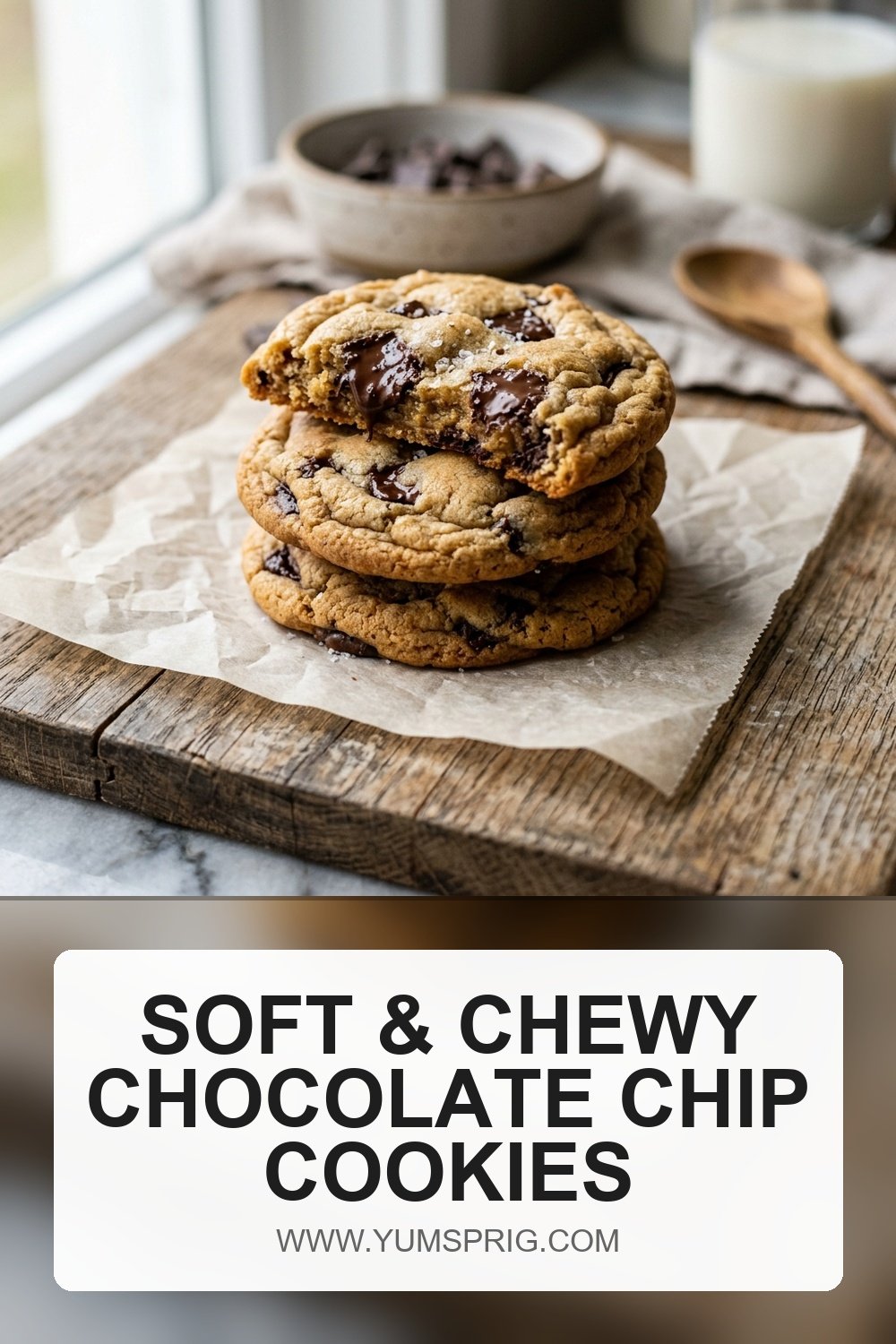 Soft & Chewy Chocolate Chip Cookies 2 Pin for later