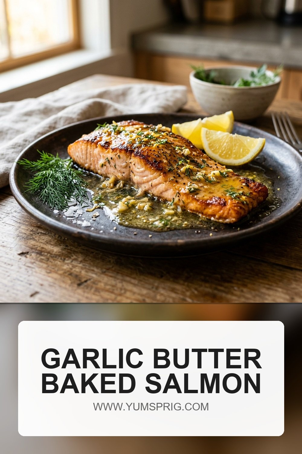 Garlic Butter Baked Salmon 2 Pin for later