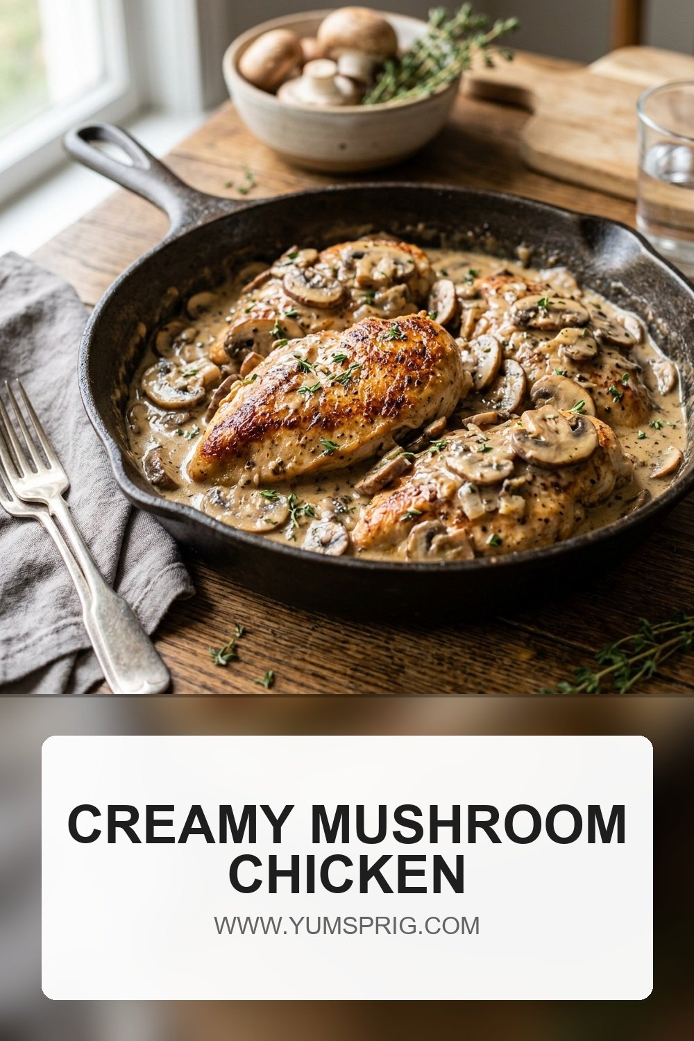 Creamy Mushroom Chicken 2 Pin for later