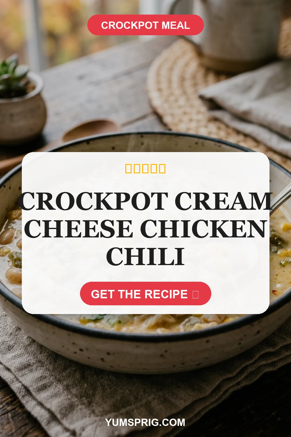 Crockpot Cream Cheese Chicken Chili 3 Pin for later