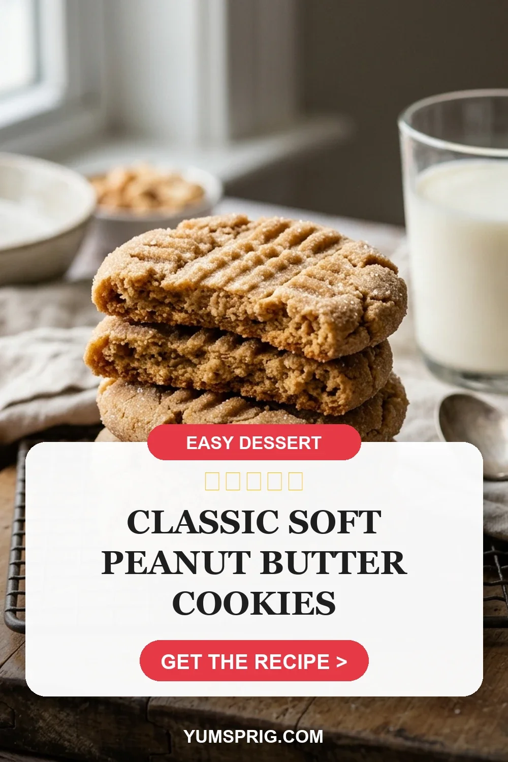 Classic Soft Peanut Butter Cookies 3 Pin for later