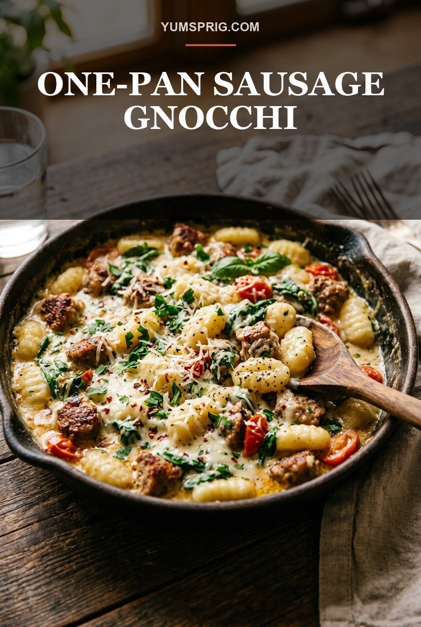 One-Pan Creamy Sausage Gnocchi 3 Pin for later