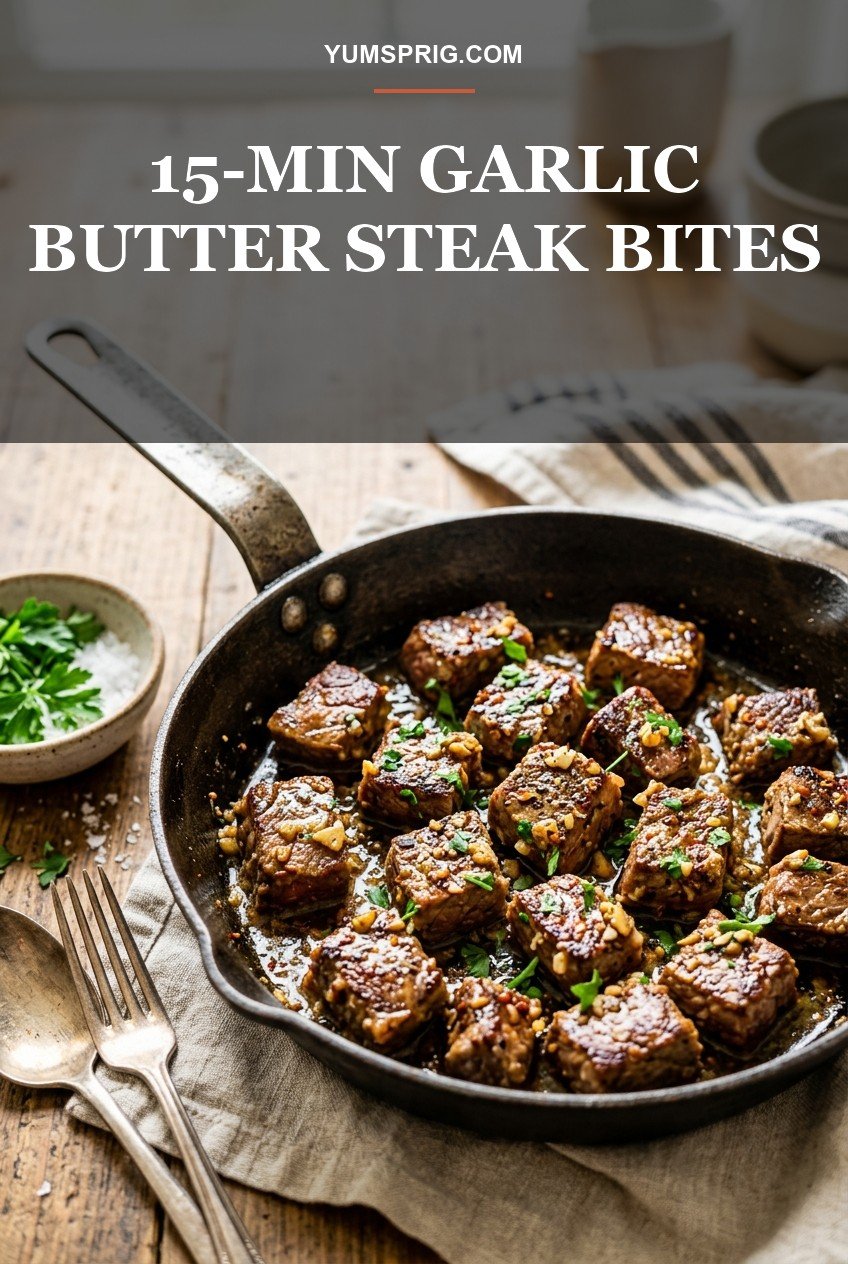 15-Minute Garlic Butter Steak Bites 3 Pin for later