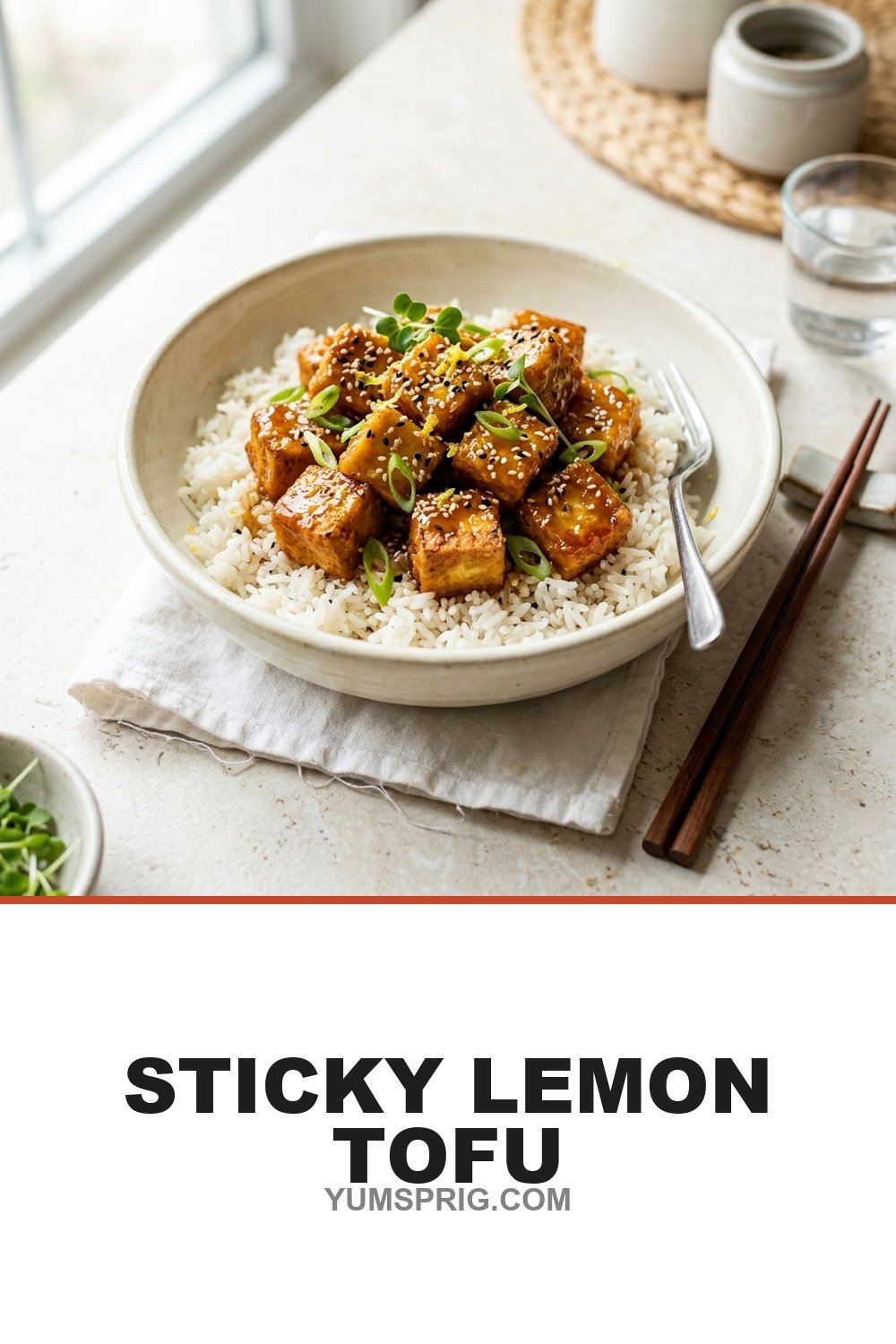 Sticky Lemon Tofu (Crispy & Vegan!) 2 Pin for later