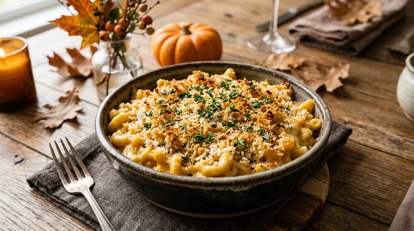 Creamy baked butternut squash mac and cheese